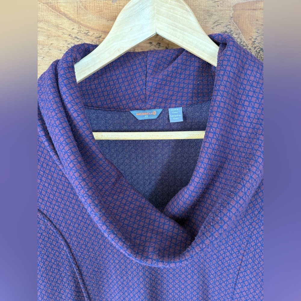 Merrell Geometric Cowl Neck Ponte Knit Long Sleeve Pocket Dress - Size Small - Picture 3 of 8